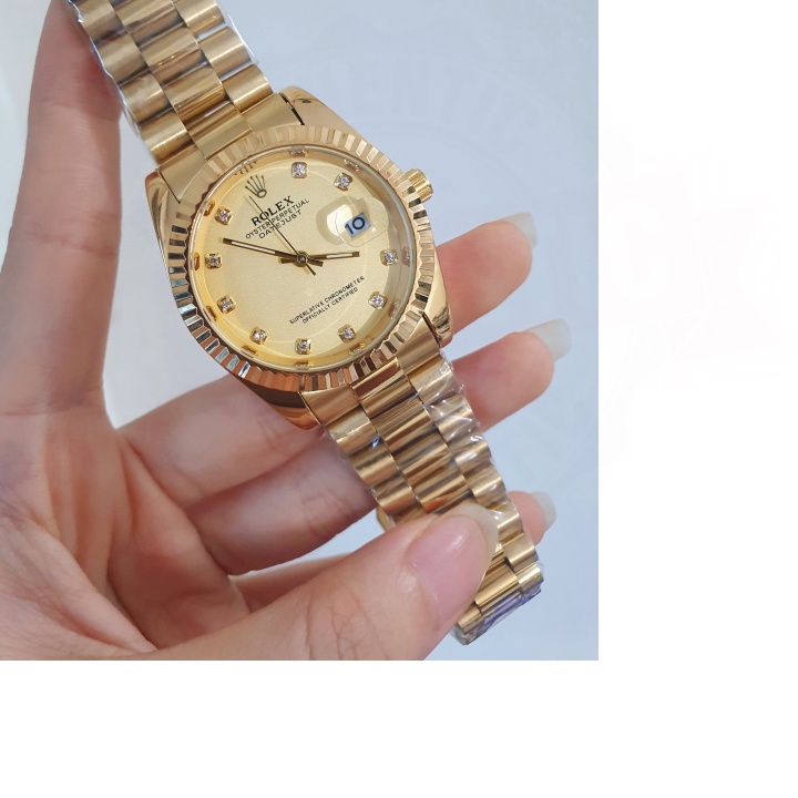 Đồng Nam Rolex đồng hồ rolex nam date just dây đặc nguyên khối sang trọng đẳng cấp, mạ không rỉ, Full