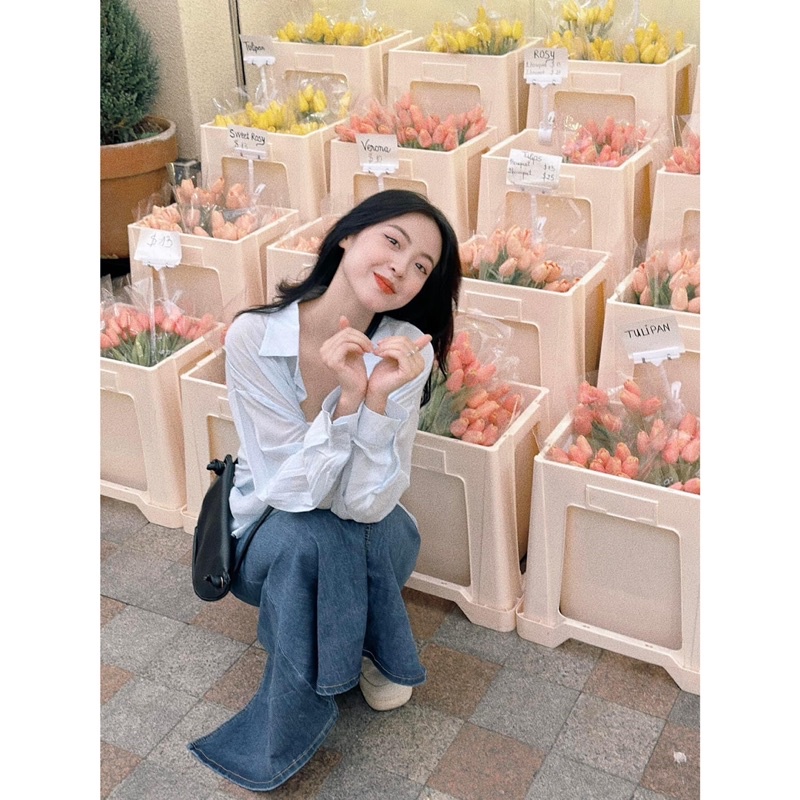 Váy Jean Dài QC - 7098 - Trơn - Xẻ Sau