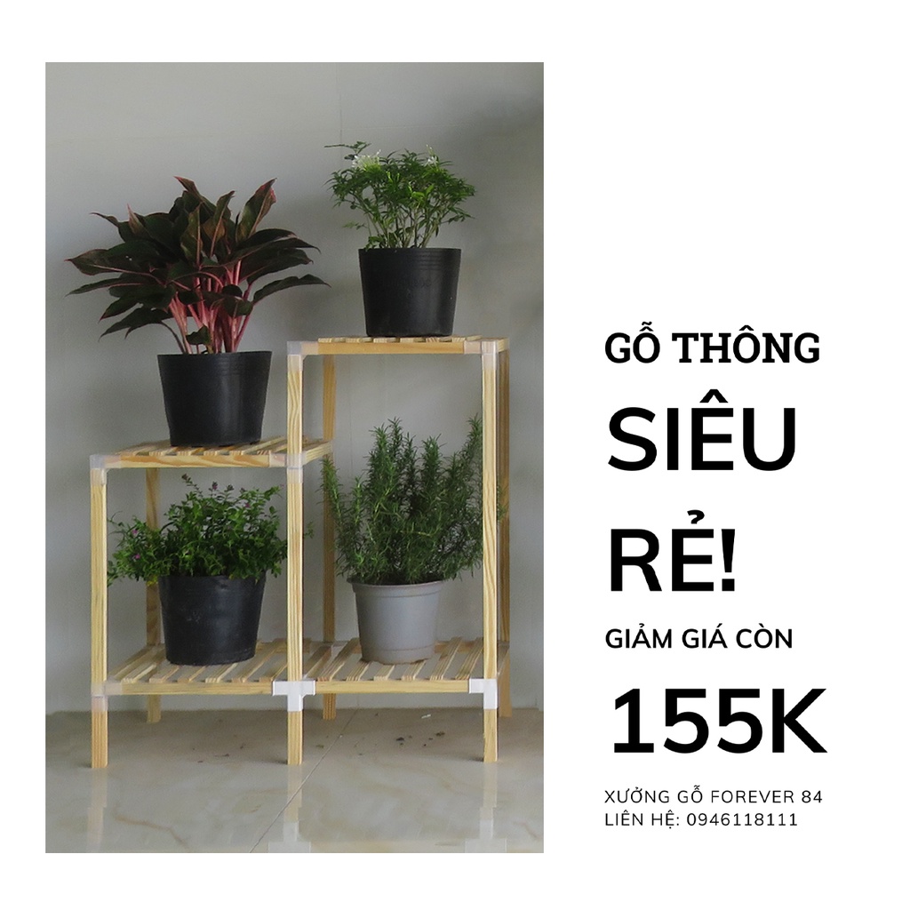 Kệ Đa Năng Siêu Thị 2 Buồng, Kệ Để Cây Gỗ Thông Mỹ 68x35x70CM - HOÀN TIỀN 100% NẾU KHÁCH KHÔNG HÀI LÒNG