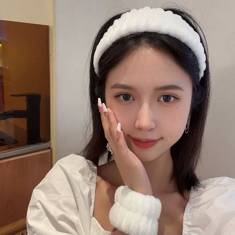 Băng đô thun vòng đeo tay rửa mặt Hàn Quốc dễ thương bờm cài tóc turban nữ iLita makeup trang điểm, tập gym yoga chạy bộ