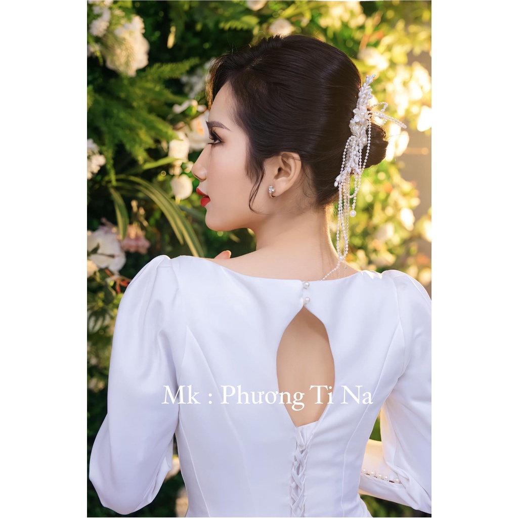 Set 2 cài trắng tua rua