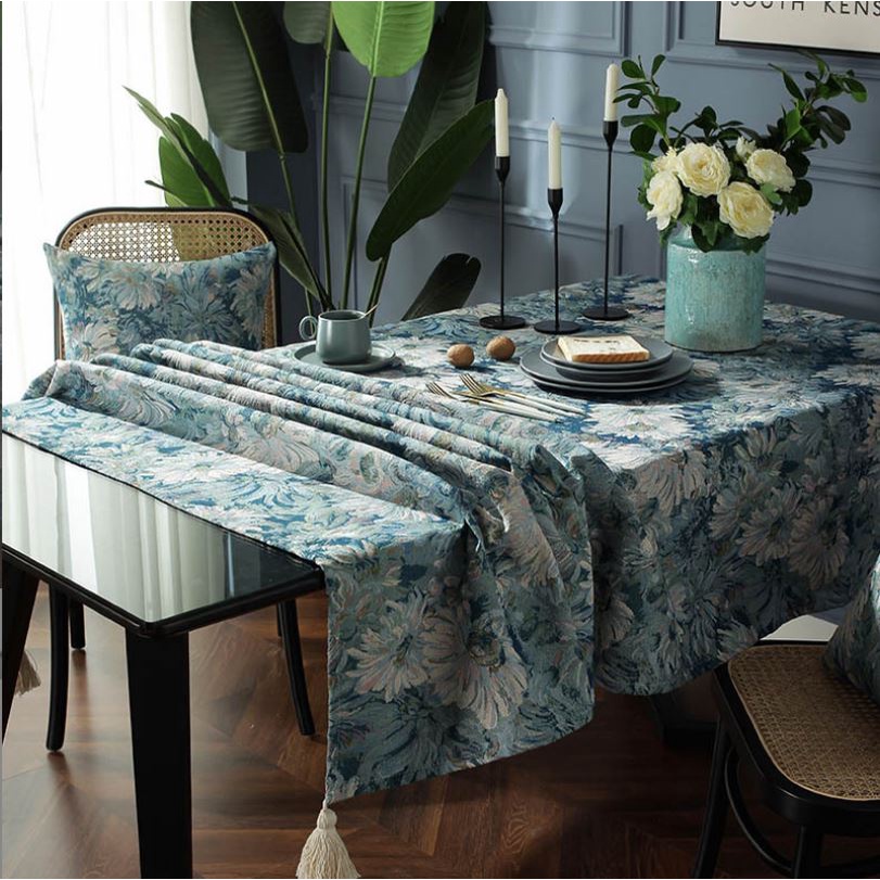 H17_Phủ Sofa Chất liệu Vải lanh &amp; jacquard cao cấp họa tiết tranh sơn dầu