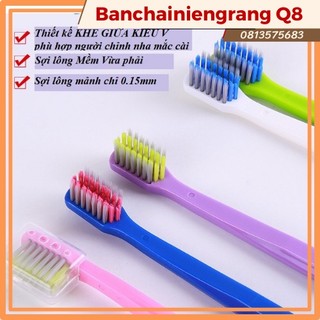 Hỏa Tốc HCM| Bàn chải niềng răng, có lõm giữa lông mềm chuyên dụng cho người niềng răng, bàn chải có lõm giữa