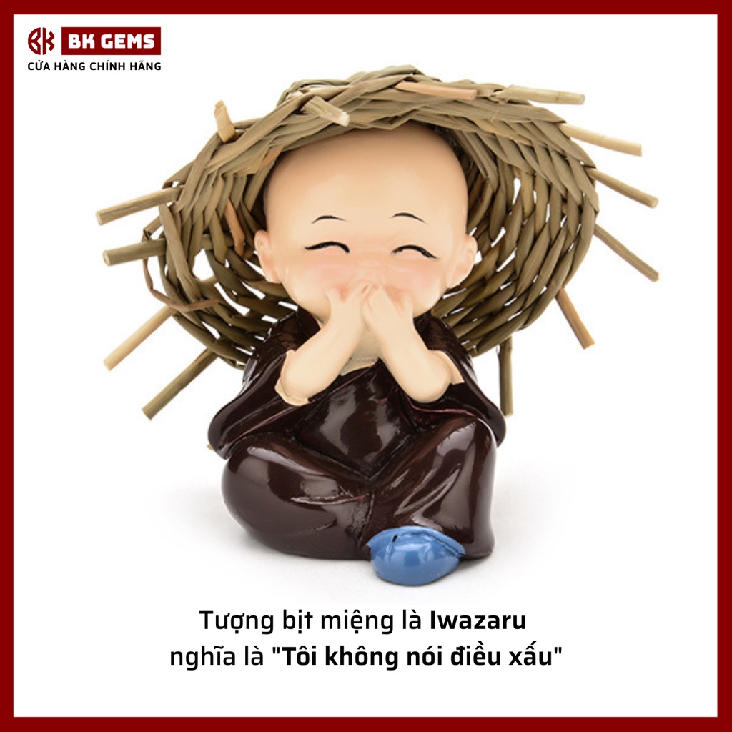 Bộ 4 Tượng Chú Tiểu Tứ Không BKGEMS Trang Trí Bàn Làm Việc, Xe Hơi, Bàn Ăn