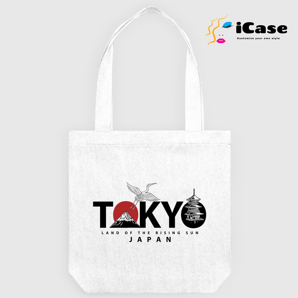 [Có khóa kéo + Túi con] Túi vải canvas iCase kích thước 33x38x10cm bộ sưu tập Japanese Style - Nhiều màu