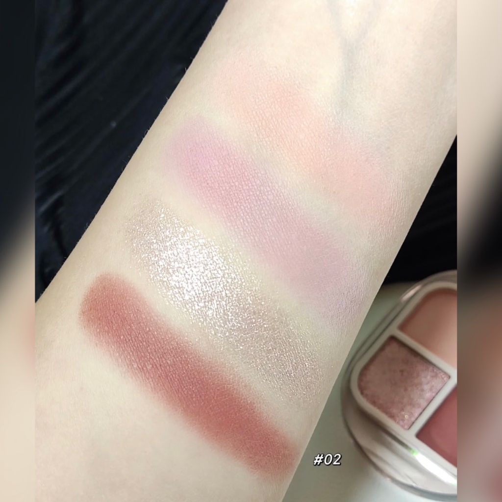 Bảng phấn mắt hologram thạch anh GLAM COLOUR bảng mắt 4 màu thạch anh hoa hồng bền màu GLAC02