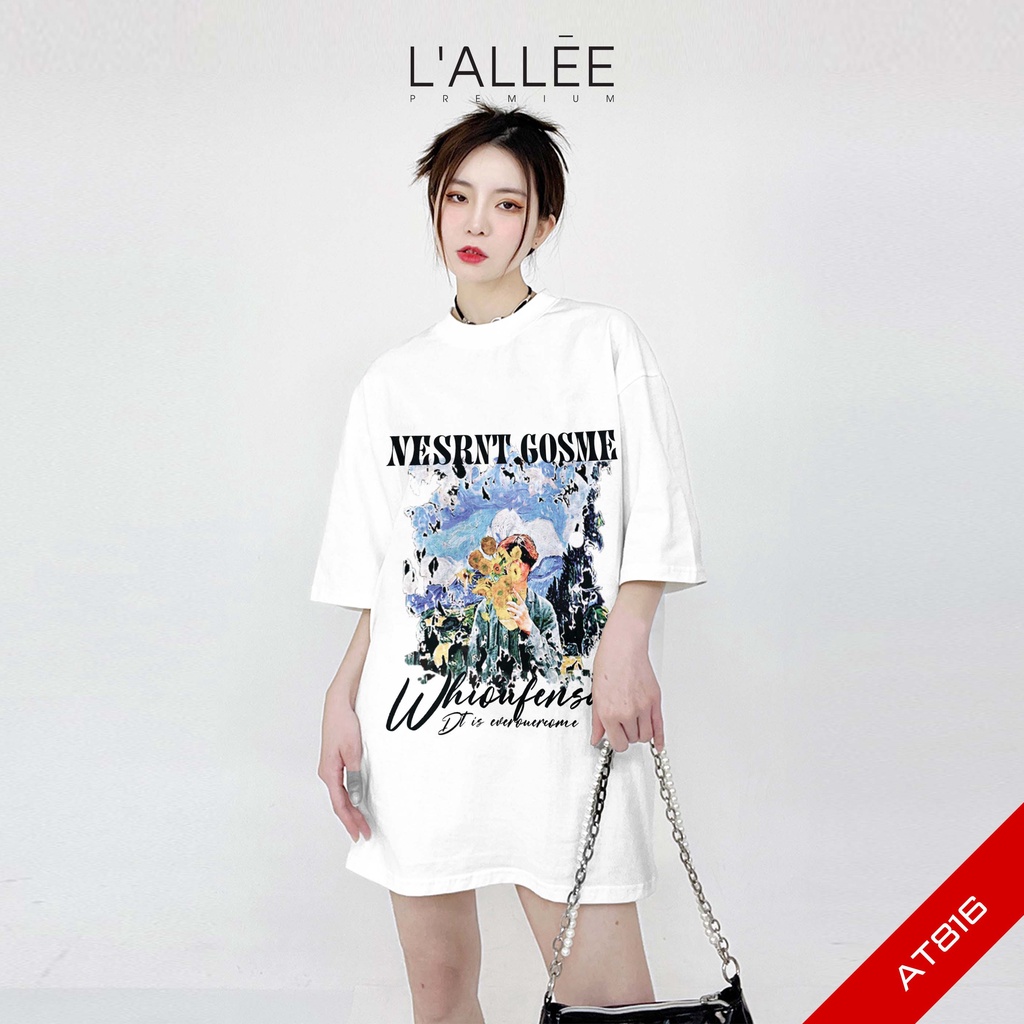 Áo thun Nam Nữ unisex LALLEE họa tiết Vườn Hoa chất vải Cotton mềm mại, Phông tay lỡ dáng đứng, co giãn, thấm hút AT816