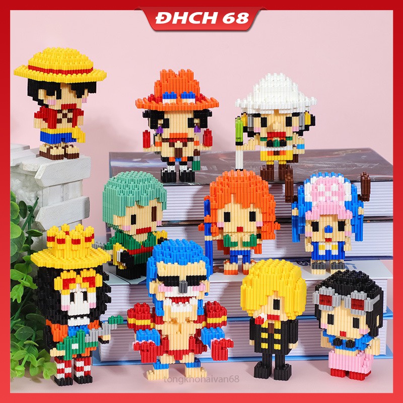 Mô Hình Lắp Ráp Mini One Piece, Vua Hải Tặc,Luffy,Zoro,Sanji,Frankie,Chopeer,Brook,Nami,Usopp,Ace