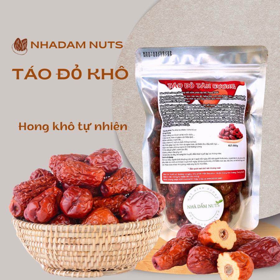 Táo Đỏ Sấy Khô Táo Đỏ Tân Cương Táo Tàu Khô Nguyên Quả Hàng Loại 1 - Nhadamnuts