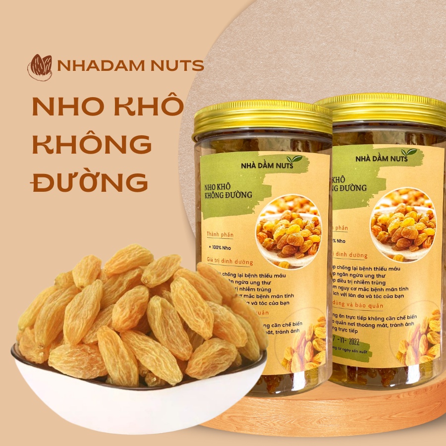 Nho Khô Không Đường Nho Sấy Khô Ngọt Thanh (Mùi Men Nho Nồng)