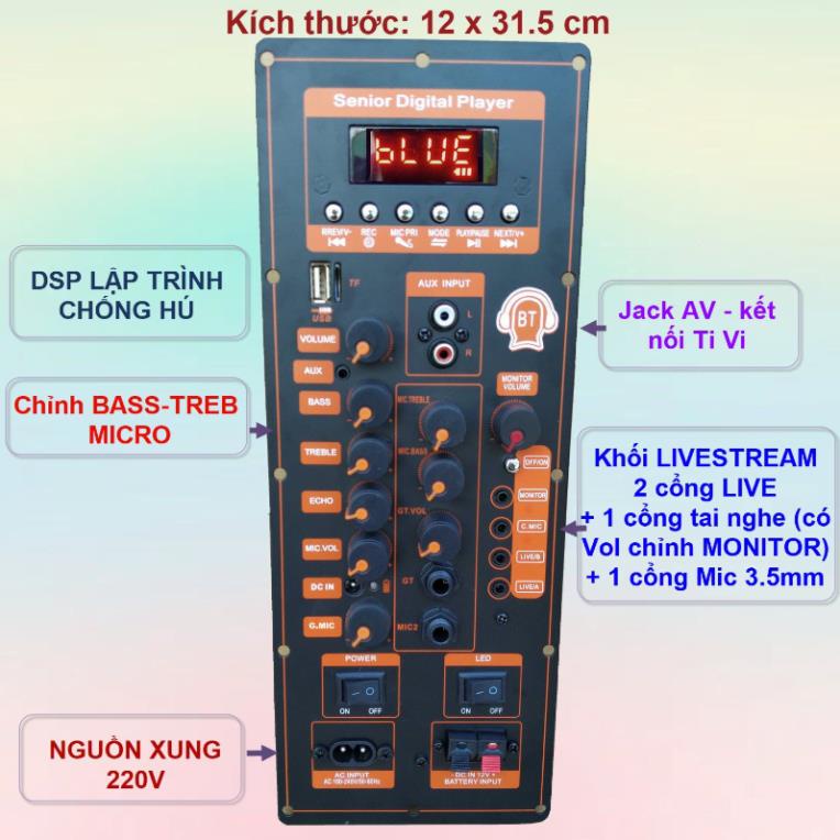 Mạch loa kéo TPA3116D2 150W LIVESTREAM - DSP Lập Trình Chống Hú Mẫu mới 2023 có chỉnh Gain Mic