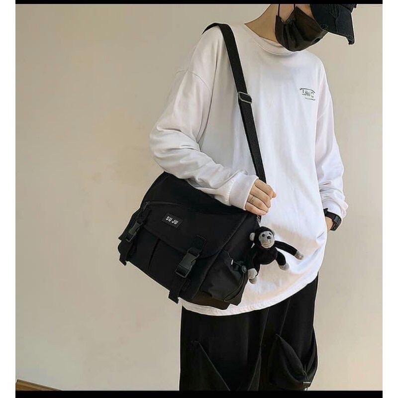 Túi đeo chéo, túi đeo vai BS003 vải canvas Hàn Quốc SU JU