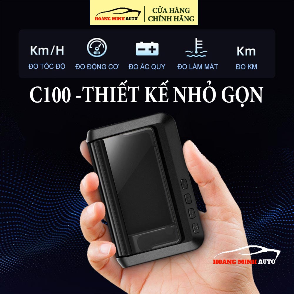Hud hiển thị tốc độ xe ô tô và cảnh báo C100 - tặng kèm dây cable OBD2