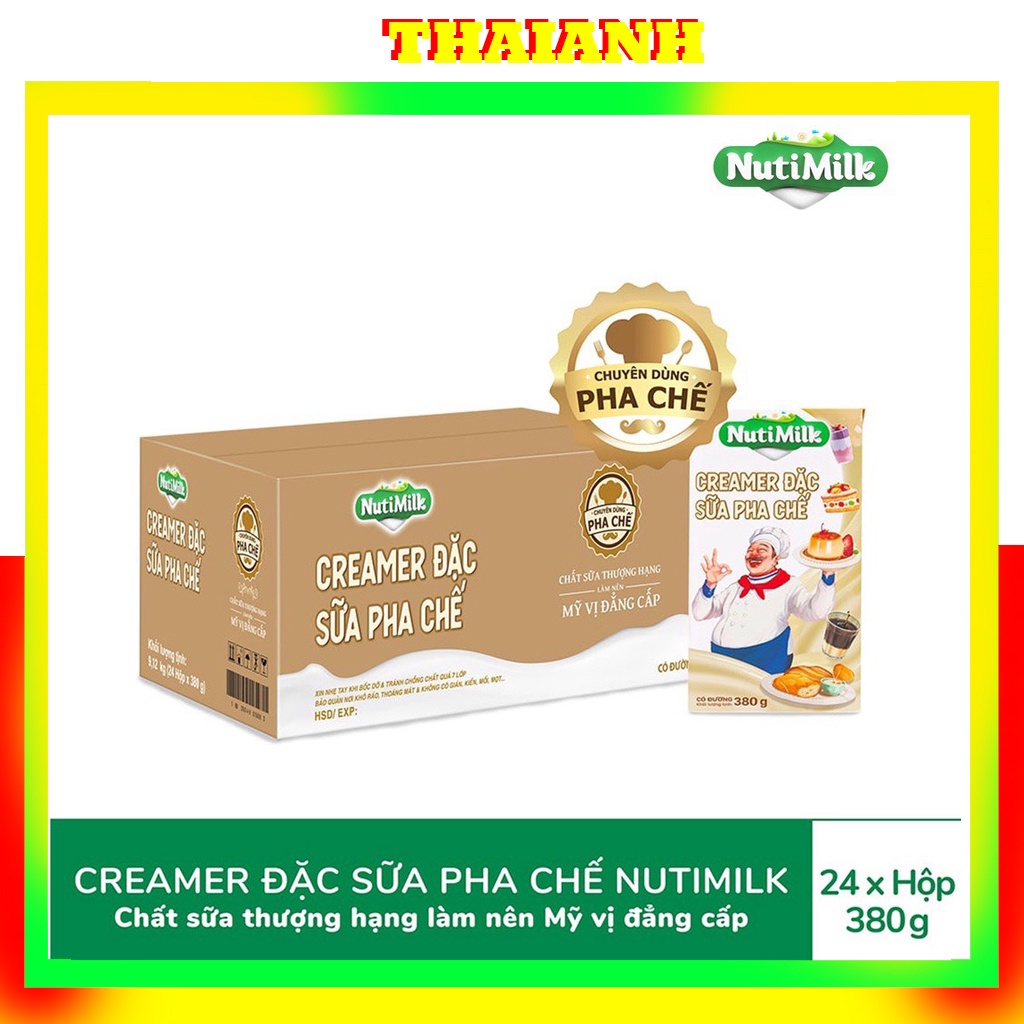 THÙNG 24 Hộp Sữa Đặc Nuti Hộp 380gr Creamer Dùng Làm Bánh,Pha Cà Phê,Pha Chế Mẫu Mới Đổi Mẫu Trắng TháiAnh
