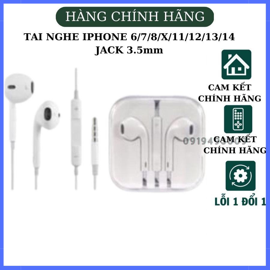 Tai nghe có dây cho 6/7/8/X/X.s/11/12/13/14 màu trắng, CHÍNH HÃNG CÓ BH, jack 3.5mm/ dẹt lighting, HN SHOP