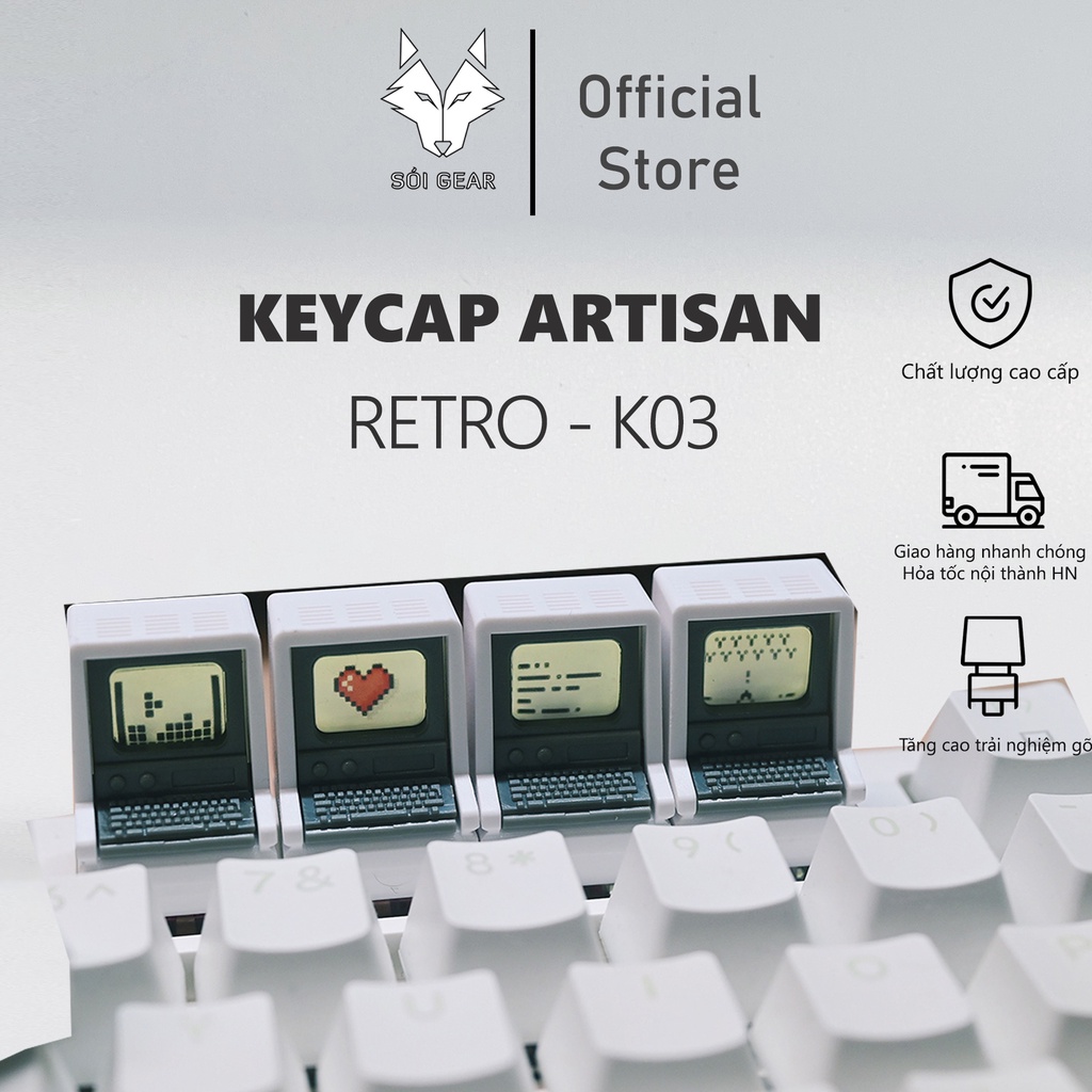 Bộ nút custom bàn phím cơ | Keycap Artisan Retro K03 | Chất liệu ABS | Keycap Custom