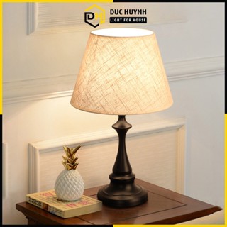 Đèn ngủ để bàn trang trí phòng khách phòng ngủ chao vải gai dầu sang trọng DN088