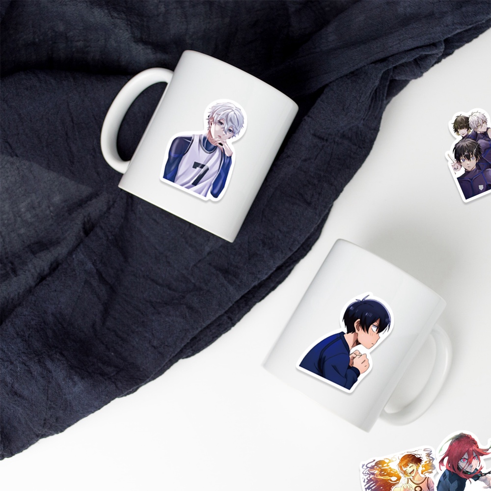 Bộ 50 Miếng Dán Hoạt Hình Isagi Yoichi Màu Xanh Dương Trang Trí Điện Thoại / Ván Trượt / Laptop DIY