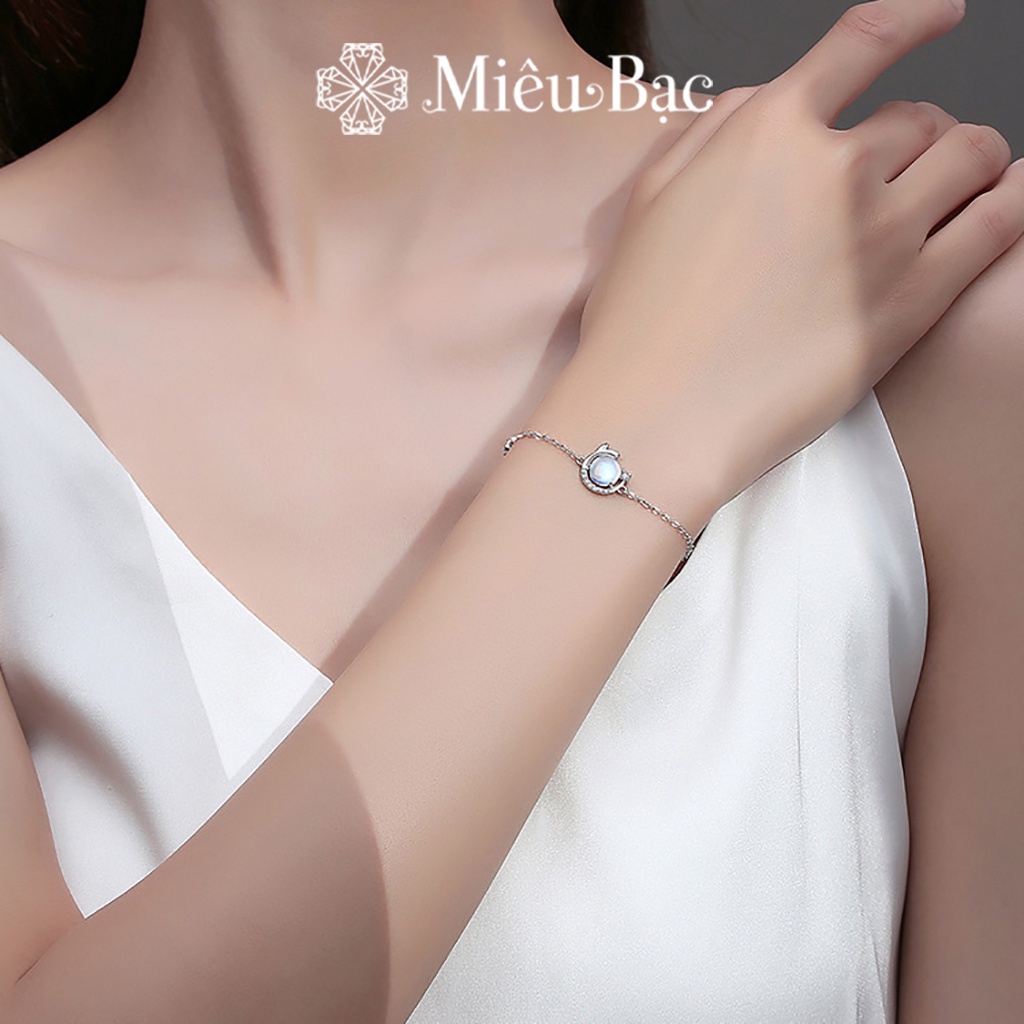 Lắc tay nữ Miêu Bạc tiên cá đá mặt trăng moonstone chất liệu bạc S925 thời trang phụ kiện trang sức L400735