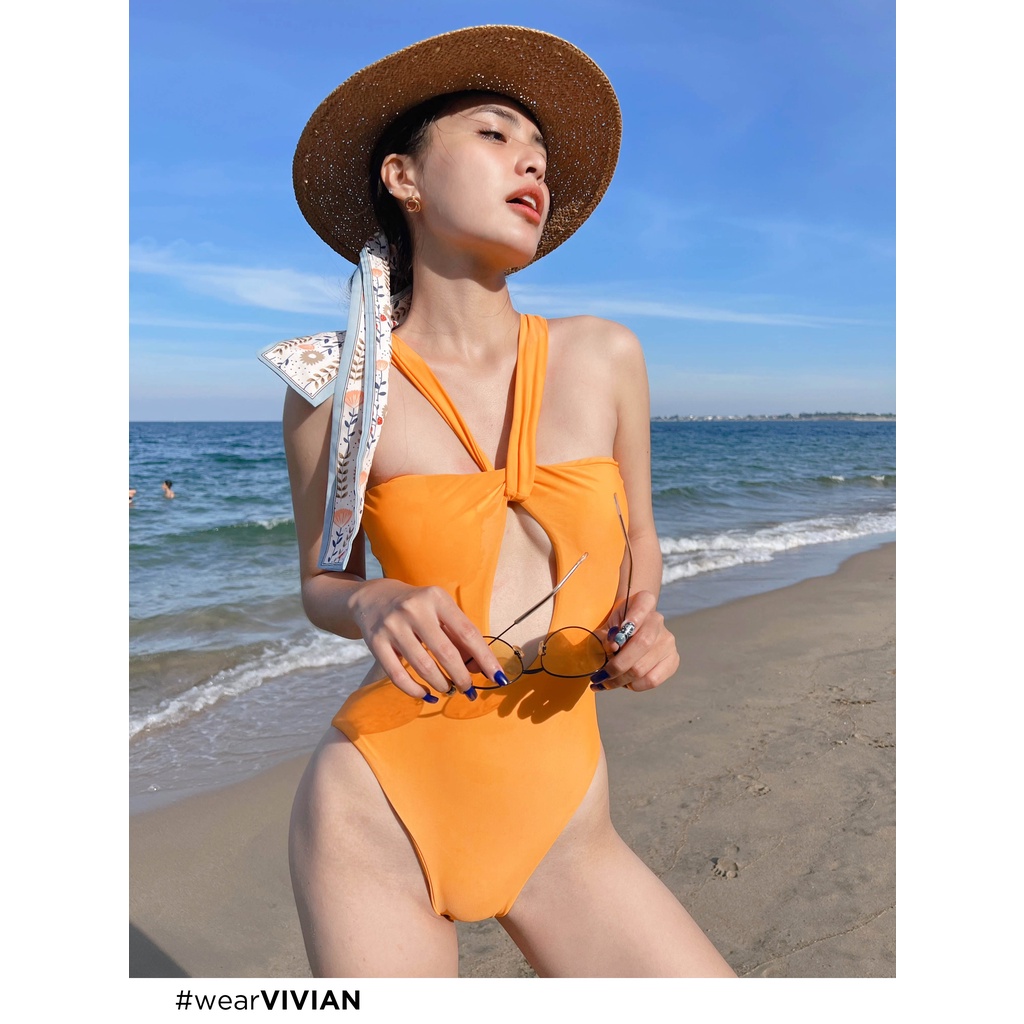 Đồ bơi nữ cao cấp 𝐕𝐈𝐕𝐈𝐀𝐍 dạng một mảnh may lộn tạo hình cutout - Cam - VS193_OR