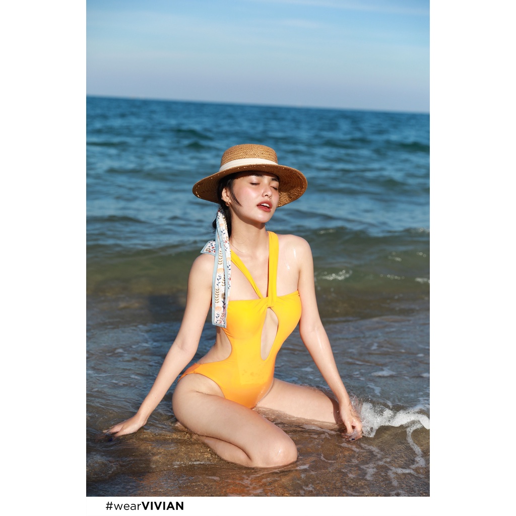 Đồ bơi nữ cao cấp 𝐕𝐈𝐕𝐈𝐀𝐍 dạng một mảnh may lộn tạo hình cutout - Cam - VS193_OR