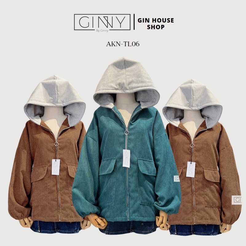 Áo Khoác Nhung Tăm Nón Xám TL-06 | Nón xám nỉ dày dặn | GinHouseShop
