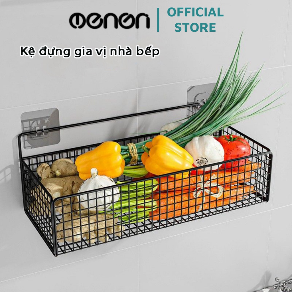 Kệ đựng gia vị đồ dùng nhà bếp thép sơn tĩnh điện cao cấp, Kệ để mỹ phẩm phòng tắm dán tường Oenen