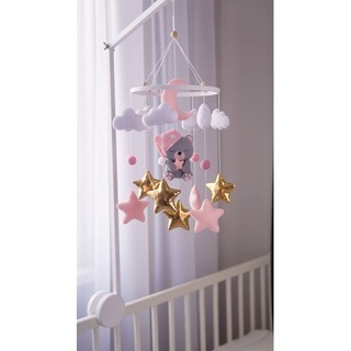Đồ chơi treo nôi gấu Hồng (Tặng free Bảng Tên)