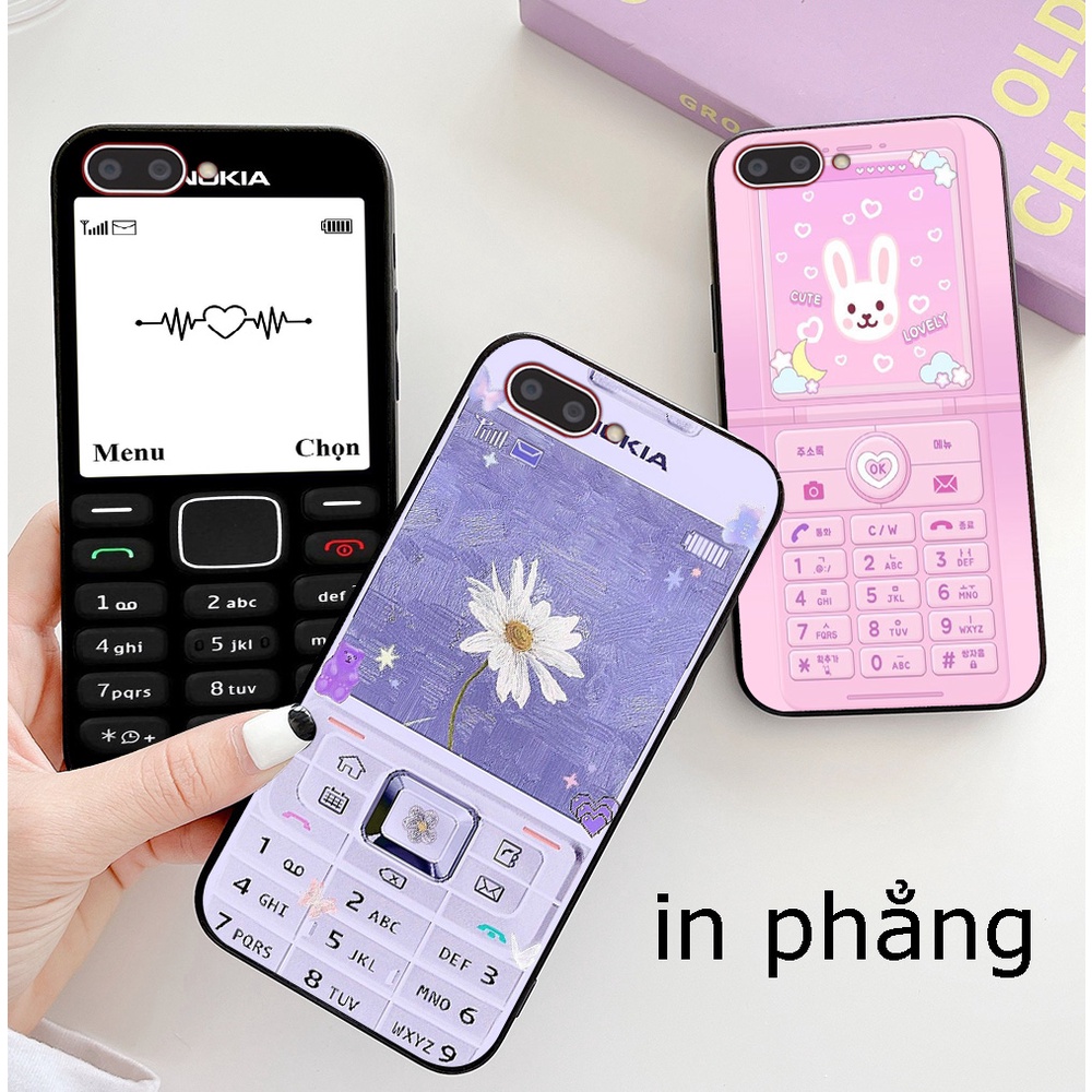 Ốp lưng oppo a3s / oppo a1k / realme c1 / realme c2 in hình điện thoại nokia đen trắng cục gạch