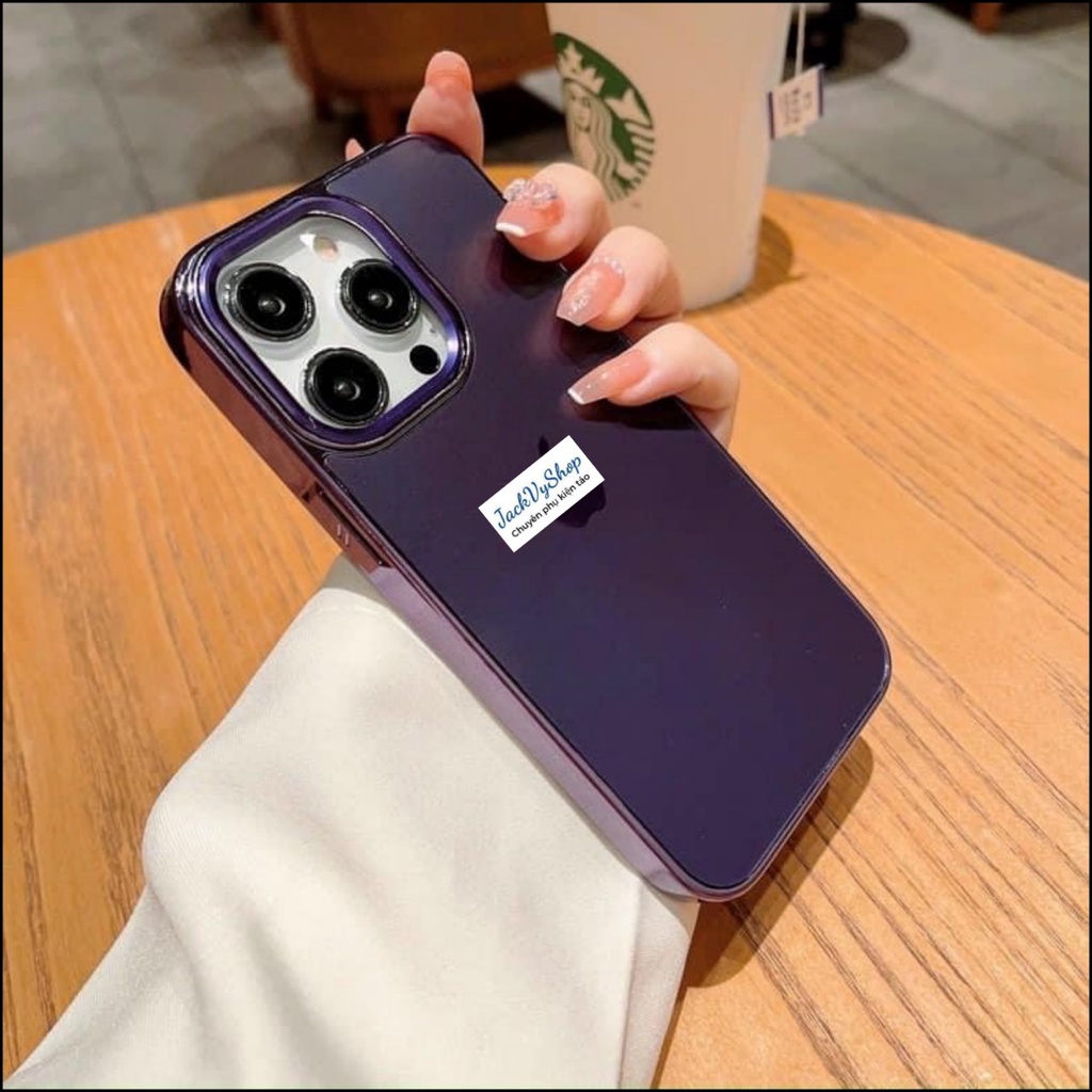 Ốp lưng LIKGUS lưng nhám viền bóng mầu TÍM cho Smart Iphone 14 ProMax / 12 / 13 Pro Max giống mầu máy nguyên bản