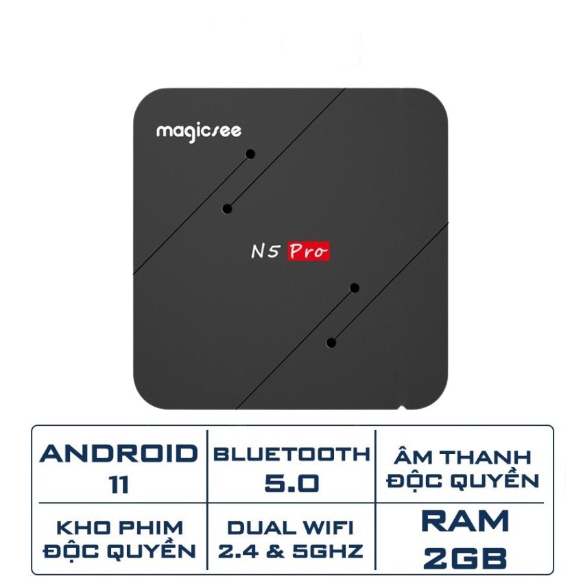 Android tivi box Magicsee N5 pro 2023 - Android 11, Ram 2GB, Rom 16GB, Chip S905W2