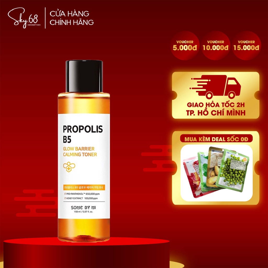 Nước Hoa Hồng Cấp Ẩm, Phục Hồi Da Some By Mi Propolis B5 Glow Barrier Calming Toner 150ml