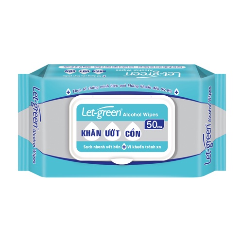 KHĂN ƯỚT CỒN LET-GREEN 50 MIẾNG