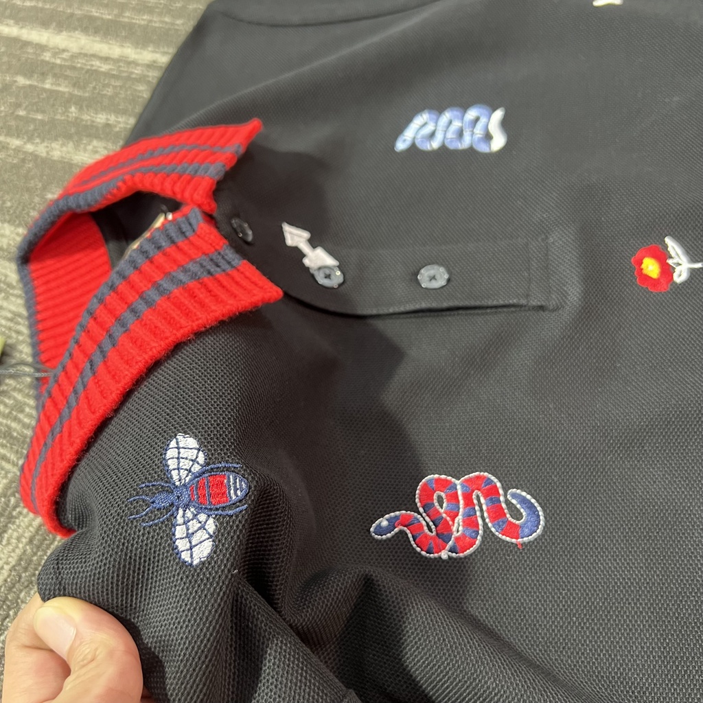 Áo Neww Polo Gucci ss 2023 hoạ tiết len cổ + thêu hình cực đỉnh lun size S M L XL HH43