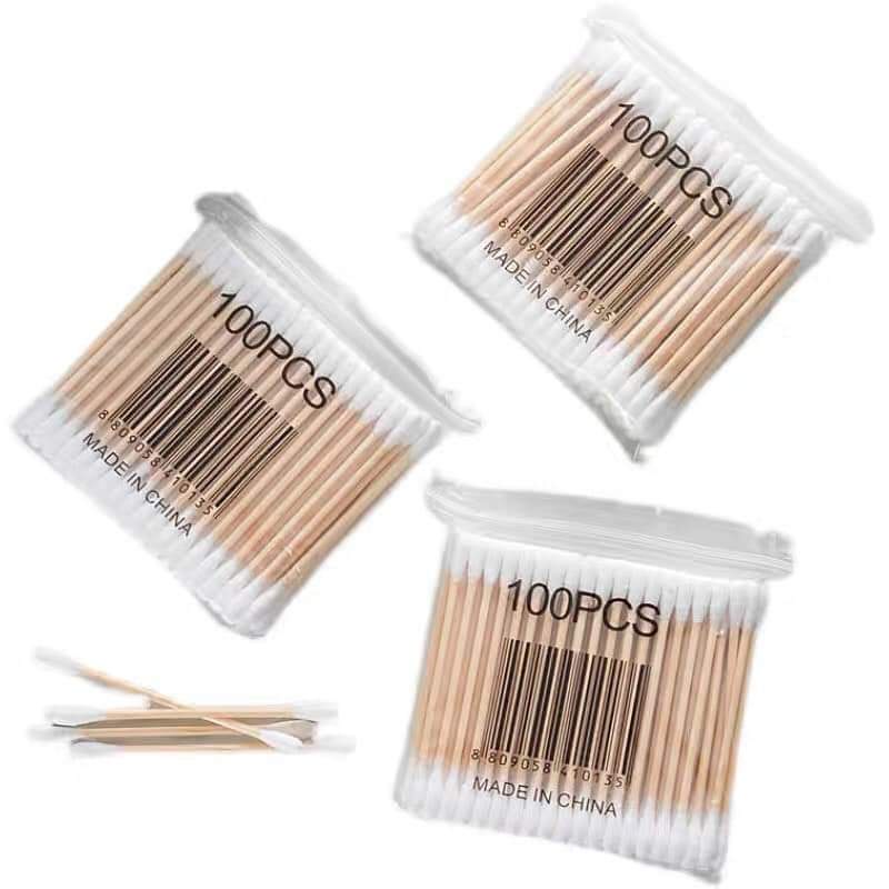 Bán Sỉ 10 Gói Tăm bông ngoáy tai 100 que thân gỗ thân thiện với môi trường