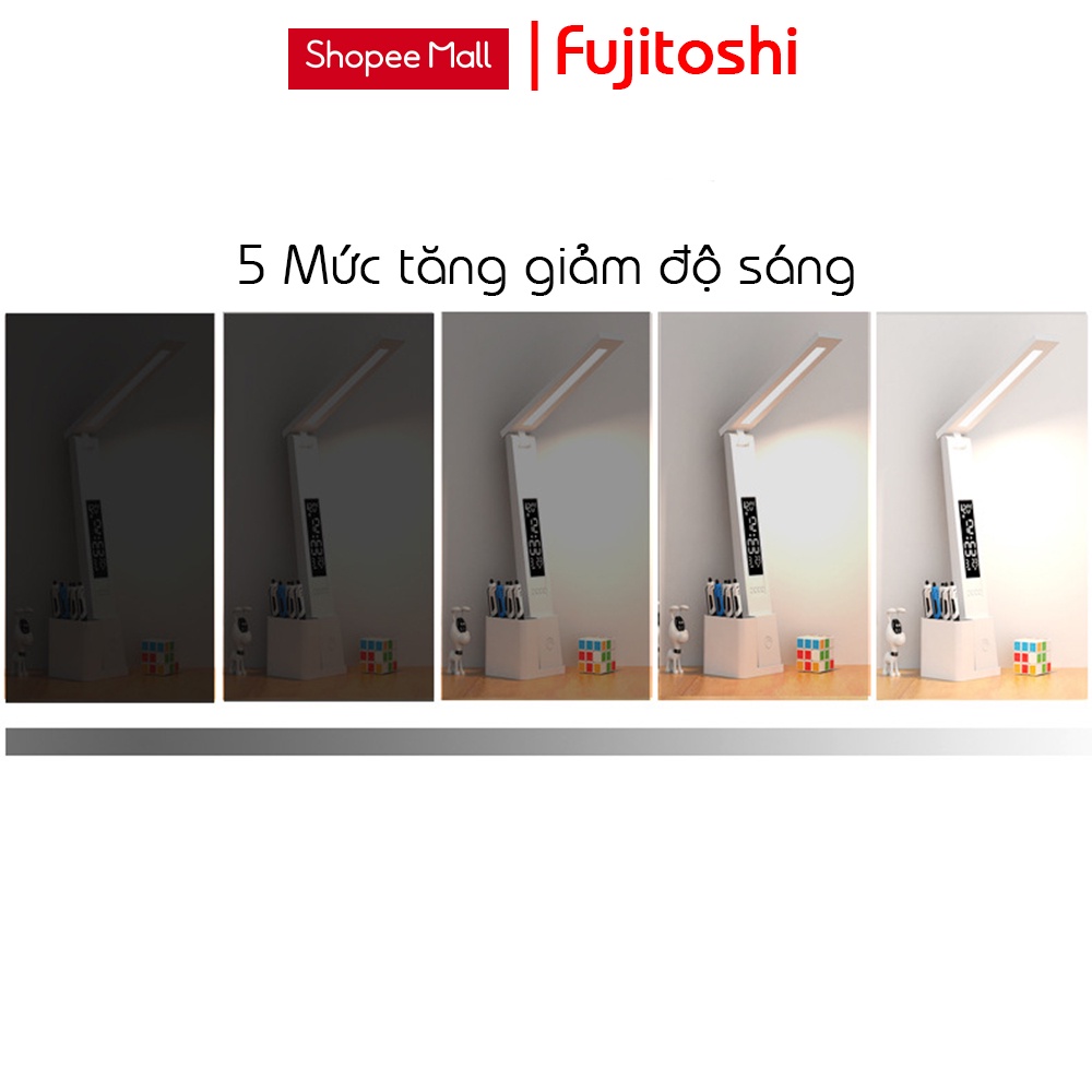 Đèn học để bàn Fujitoshi L68 tích hợp màn hình Lcd hiển thị đa thông tin có pin tích điện dung lương 3200Mah