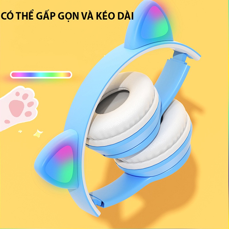 Tai Nghe Mèo Bluetooth P47M, Tai Mèo Dễ Thương Có Mic, Âm Bass Mạnh Mẽ Nghe Nhạc Cực Hay Bảo，tai nghe chơi game