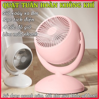 Quạt tích điện loại lớn cao cấp, Quạt điều hòa mini đối lưu không khí sạc điện mini để bàn 4 chế độ gió điều hòa khí