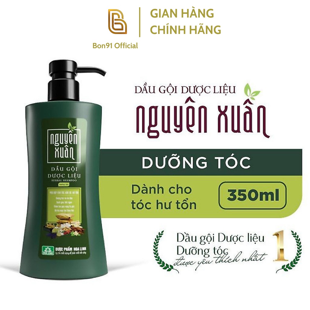 Dầu gội dược liệu Nguyên Xuân xanh lá siêu dưỡng dành cho tóc hư tổn Hoa Linh