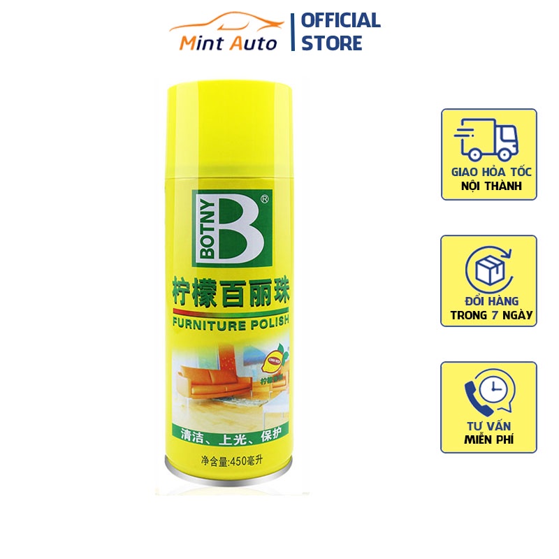 Chai xịt bọt vệ sinh nội thất ô tô Furniture Polish Botny B-1126 dung tích 450ml