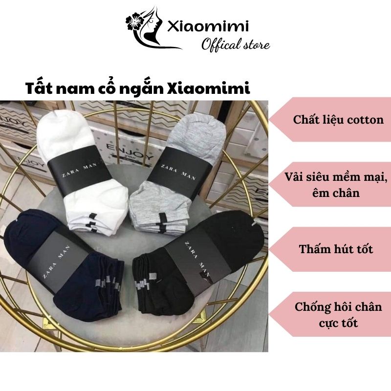 Tất nam cổ ngắn chất liệu cotton co giãn ngăn ngừa hôi chân thấm hút tốt XIAOMIMI SF1706