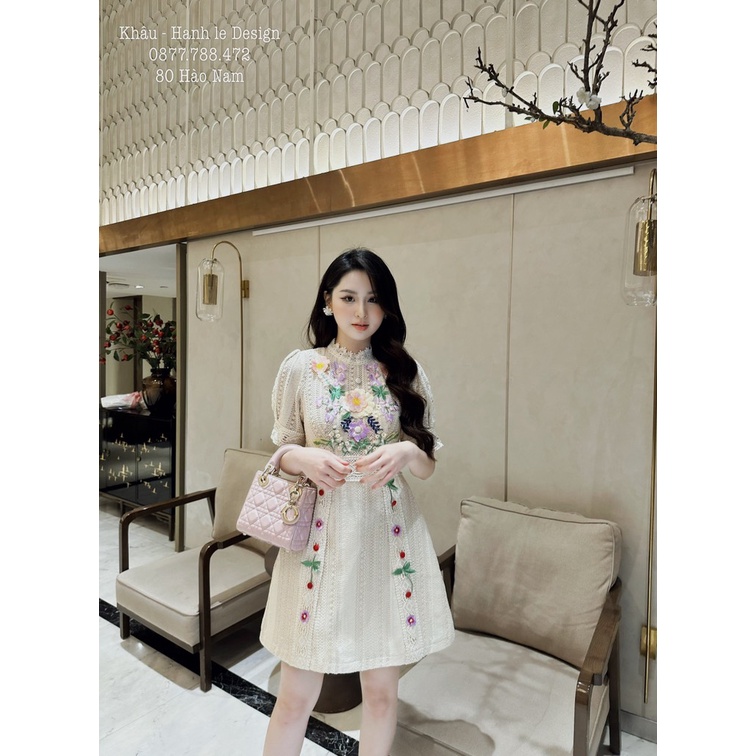 Đầm thiết kế sang chảnh_ Ren cúc đỏ