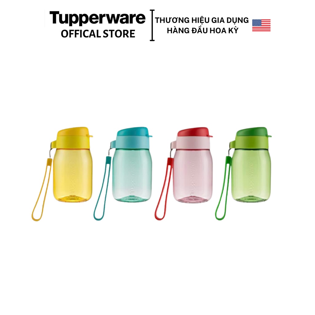 Bình nước Tupperware Mini Lohas/ Lohas có ống hút 350ml - Bảo hành trọn đời - Nhựa nguyên sinh an toàn cho sức kh