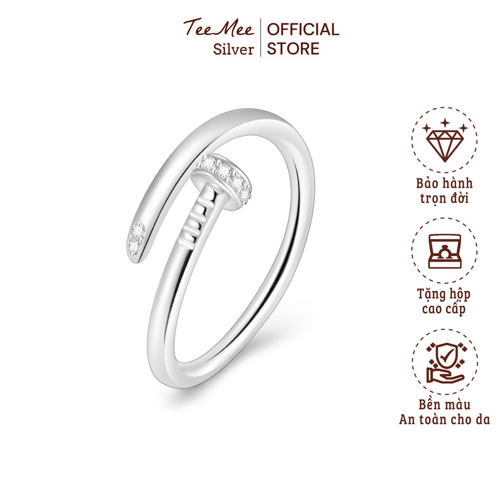 Nhẫn bạc nam nữ unisex đơn giản TeeMee nhẫn chiếc đinh cá tính phụ kiện trang sức - T138
