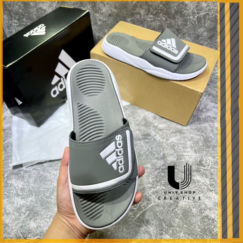 Dép nam Adidas' cao cấp dán độn đế PU đúc nguyên khối hàng FULL BOX BILL, dép Adidas' quai ngang siêu nhẹ, siêu bên