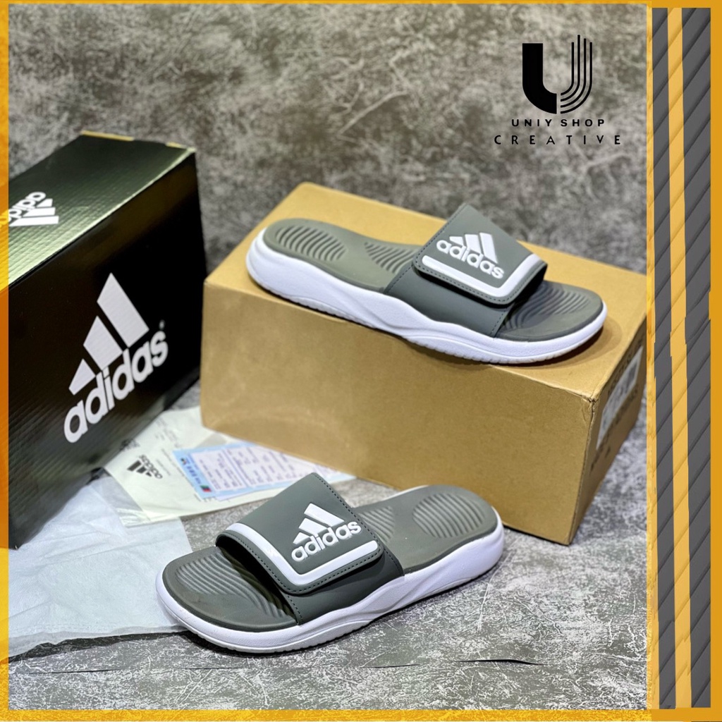 Dép nam Adidas' cao cấp dán độn đế PU đúc nguyên khối hàng FULL BOX BILL, dép Adidas' quai ngang siêu nhẹ, siêu bên