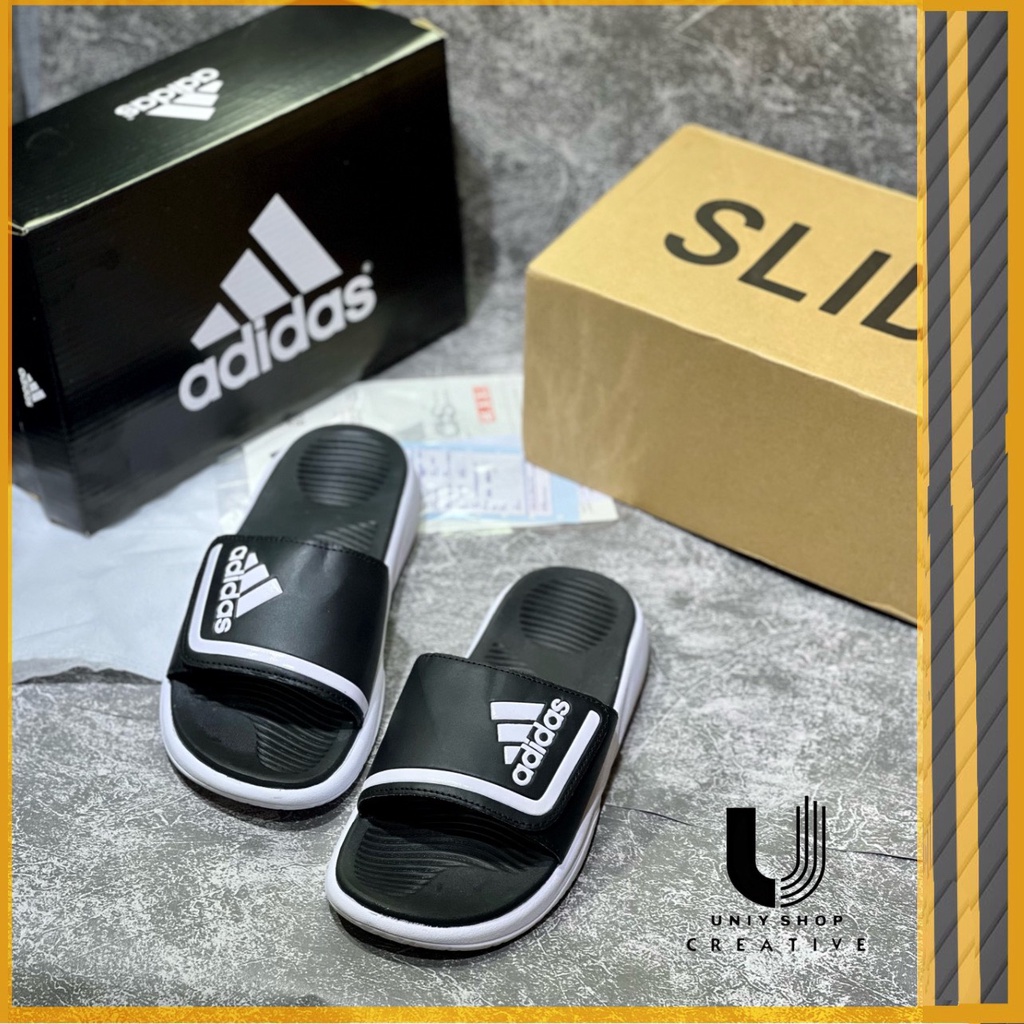 Dép nam Adidas' cao cấp dán độn đế PU đúc nguyên khối hàng FULL BOX BILL, dép Adidas' quai ngang siêu nhẹ, siêu bên