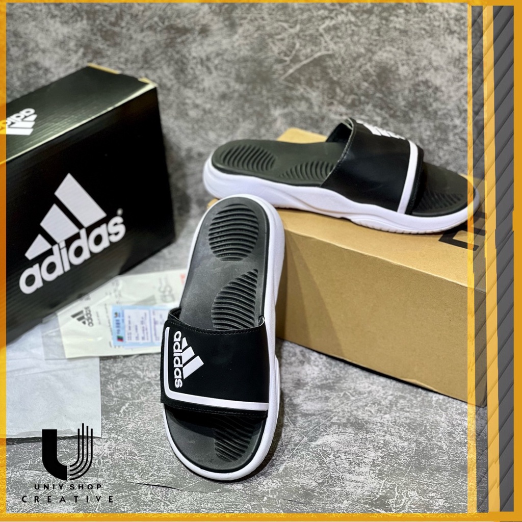 Dép nam Adidas' cao cấp dán độn đế PU đúc nguyên khối hàng FULL BOX BILL, dép Adidas' quai ngang siêu nhẹ, siêu bên