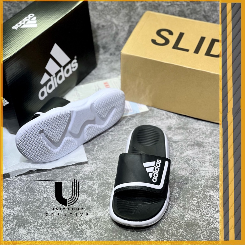 Dép nam Adidas' cao cấp dán độn đế PU đúc nguyên khối hàng FULL BOX BILL, dép Adidas' quai ngang siêu nhẹ, siêu bên