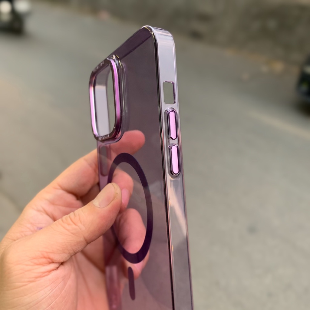 Ốp Lưng LIKGUS Màu Tím viền Camera khung kim loại cho iPhone 14 ProMax / Pro / 13 ProMax
